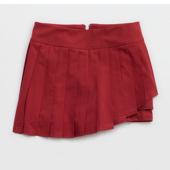 Red Pleated Mini Skirt - Picture 2 of 6
